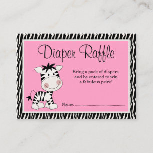 Carte D'accompagnement Cute rose Zèbre Baby shower Déchets Raffle