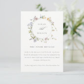 Carte D'accompagnement Cute Rustic Meadow Floral Wreath Détails du Mariag (Debout devant)
