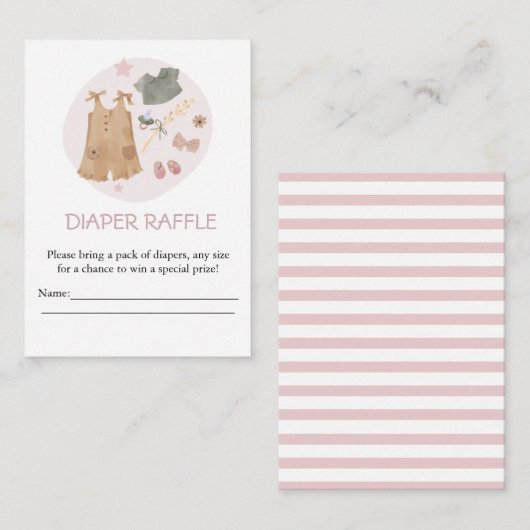 Carte D'accompagnement Cute Simple Bébé Vêtements Pink Déchet Raffle (Devant / Derrière)