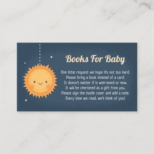 Carte D'accompagnement Cute Sun Apporte Des Livres Pour Baby Insert Card (Devant)
