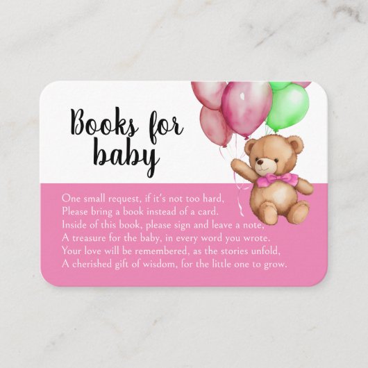 Carte D'accompagnement Cute Teddy Bear Baby shower rose Demande de réserv (Devant)