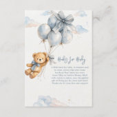 Carte D'accompagnement Cute Teddy Bear Blue Balloons Clouds Baby Boy (Devant)