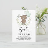 Carte D'accompagnement Cute Teddy Bear Greenery Livres neutres pour bébé (Debout devant)