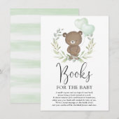 Carte D'accompagnement Cute Teddy Bear Greenery Livres neutres pour bébé (Devant / Derrière)