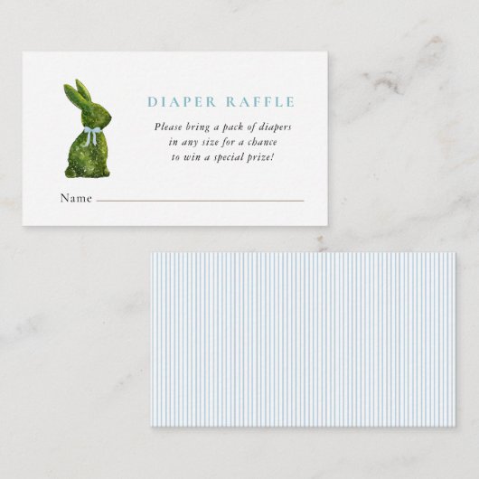 Carte D'accompagnement Cute Topiary Rabbit Baby boy shower diaper raffle  (Devant / Derrière)