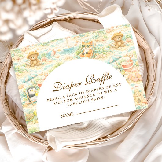 Carte D'accompagnement Cute Tropical Animal Party Diapper Raffle