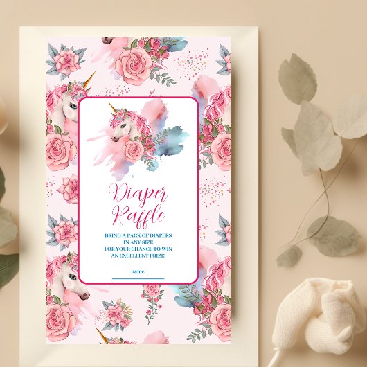 Carte D'accompagnement Cute Unicorn Rainbow Diapper Raffle