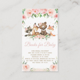 Carte D'accompagnement Cute Woodland Animals Pink Floral Livres pour bébé