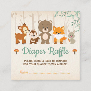 Carte D'accompagnement Cute Woodland Animaux Neutral Baby Diaper Raffle