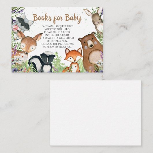 Carte D'accompagnement Cute Woodland Forest Animaux Réserver Demande pour (Devant / Derrière)