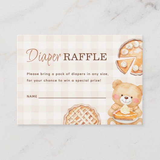 Carte D'accompagnement Cutie En vichy Baby shower d'automne Déchets Raffi (Devant)