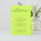 Carte D'accompagnement Cyber Lime Jet Black Simple Wedding Directions (Debout devant)