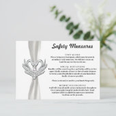 Carte D'accompagnement Cygnes Argent Ruban Blanc Mesures de sécurité (Debout devant)