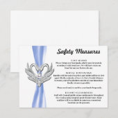 Carte D'accompagnement Cygnes Argentés Ruban Bleu Mesures de sécurité (Devant / Derrière)
