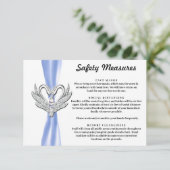 Carte D'accompagnement Cygnes Argentés Ruban Bleu Mesures de sécurité (Debout devant)