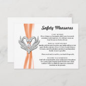 Carte D'accompagnement Cygnes d'argent au ruban orange Mesures de sécurit (Devant / Derrière)