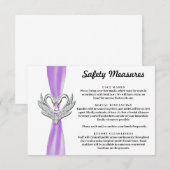 Carte D'accompagnement Cygnes d'argent Ruban Violet Mesures de sécurité (Devant / Derrière)