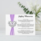 Carte D'accompagnement Cygnes d'argent Ruban Violet Mesures de sécurité (Debout devant)