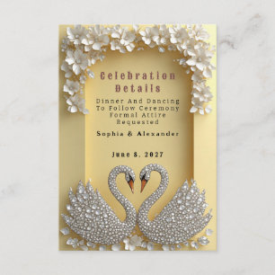 Carte D'accompagnement 🌺 Cygnes Romantiques Bijoutés Miroir Cristal 💐