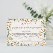 Carte D'accompagnement Daffodiles botaniques Daisy Peony Flowers Mariage (Debout devant)