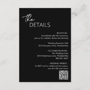 Carte D'accompagnement Dahlia Black Contemporary Modern Mariage