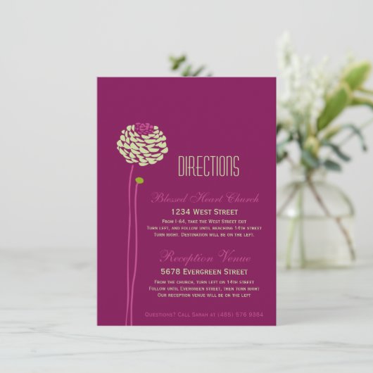 Carte D'accompagnement Dahlia Simple - Vert & Violet Instructions d'inser (Debout devant)