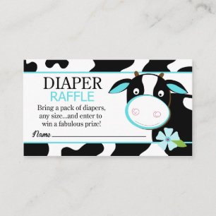 Carte D'accompagnement Dairy Cow Farm Baby shower Déchets Raffle - Blue