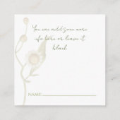 Carte D'accompagnement Daisy Baby in Bloom Diaper Fleur sauvage Raffle (Dos)