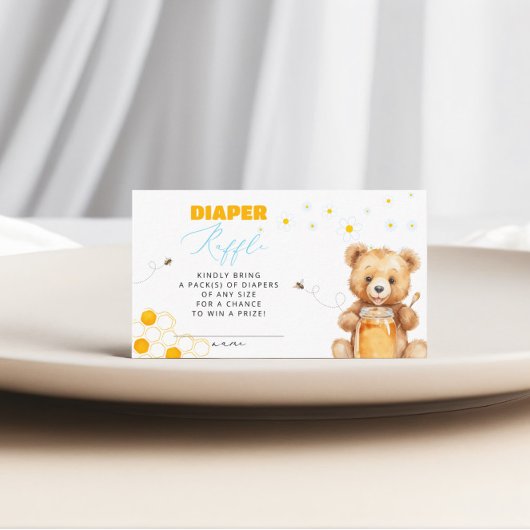 Carte D'accompagnement Daisy Bear Diaper Raffle Girl Baby shower