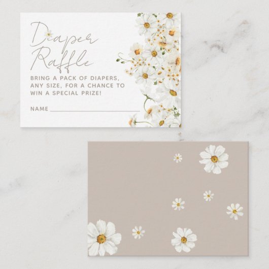 Carte D'accompagnement Daisy Boho Fleur sauvage Baby shower Daisy Raffle (Devant / Derrière)