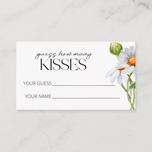 Carte D'accompagnement Daisy devinez combien de baisers jeu de nuptiale (Devant)