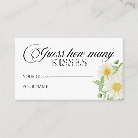 Carte D'accompagnement Daisy devinez combien de baisers jeu de nuptiale (Devant)