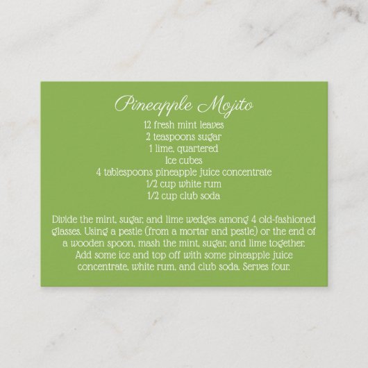 Carte D'accompagnement Daisy Green Mariage Signature Boire Recette de  (Devant)