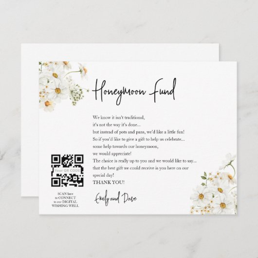 Carte D'accompagnement Daisy Honeymoon souhaite QR CODE (Devant / Derrière)
