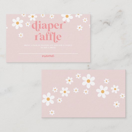 Carte D'accompagnement Daisy rose Retro Baby shower Daisy Raffle (Devant / Derrière)