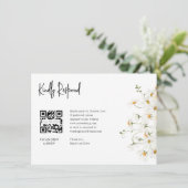 Carte D'accompagnement Daisy RSVP Mariage QR CODE Détails sur le dos (Debout devant)