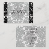 Carte D'accompagnement damas noir gras et complexe sur blanc (Devant / Derrière)