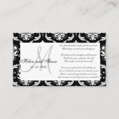 Carte D'accompagnement Damask Monogramme Mariage Wishing Well Card (Dos)