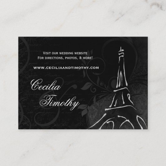 Carte D'accompagnement Damask Parisienne : Site Mariage noir & blanc (Devant)