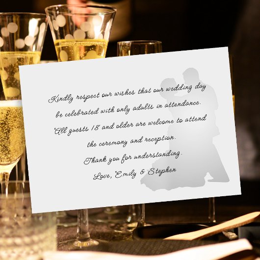 Carte D'accompagnement Dancing Couple No Kids Mariage Message Grey