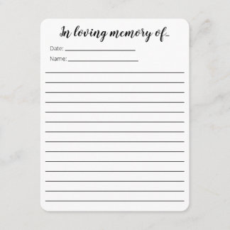 Carte D'accompagnement Dans Loving Memory...cartes