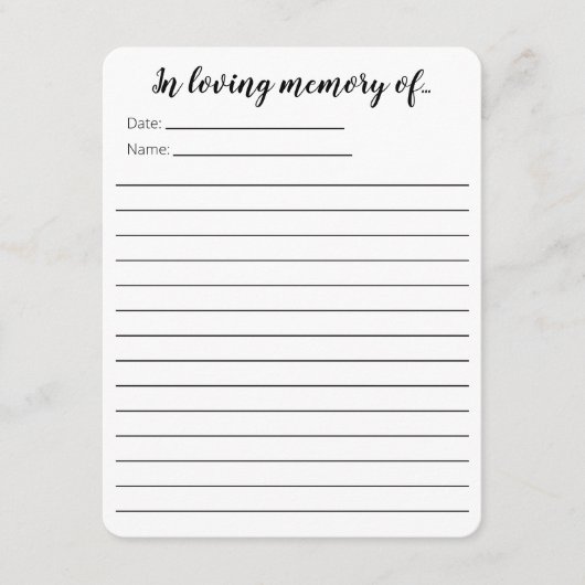 Carte D'accompagnement Dans Loving Memory...cartes (Devant)