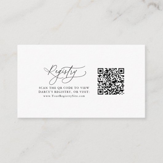 Carte D'accompagnement DARCY Simple Black White QR Code Cadeau Registre (Devant)