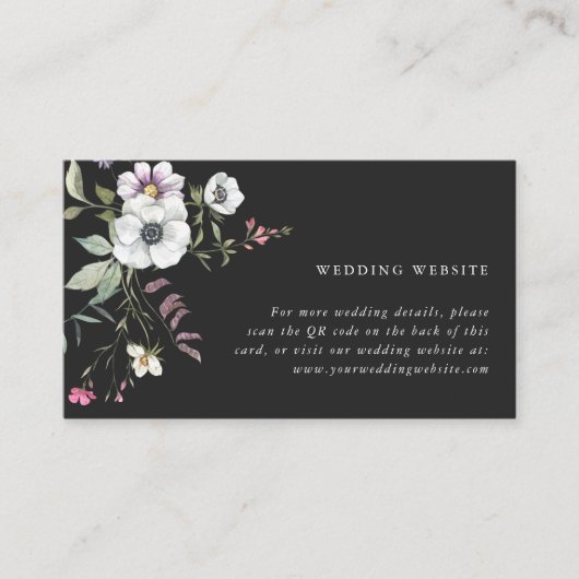 Carte D'accompagnement Dark Botanical Fleur sauvage site Mariage QR Code (Devant)