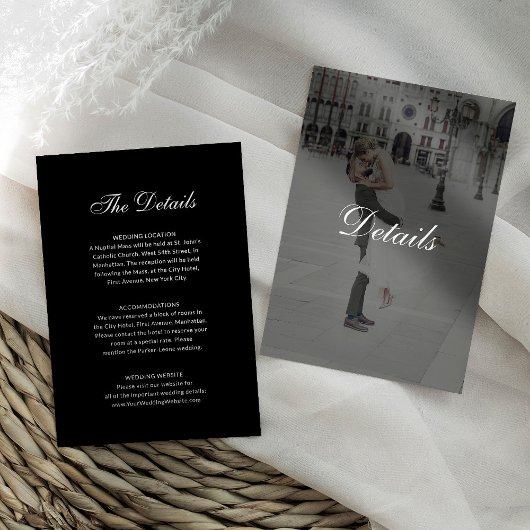 Carte D'accompagnement Dark Classic Photo Overlay | Black Wedding Details