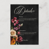 Carte D'accompagnement Dark Elegant Automne Floral Détails du Mariage (Devant)