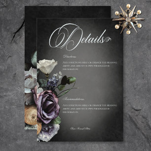 Carte D'accompagnement Dark Gothic Mysterious Muted Floral Blur Détails
