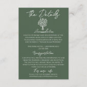 Carte D'accompagnement Dark Green Floral Bouquet Boho Wedding Details (Devant)