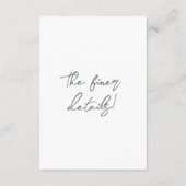 Carte D'accompagnement Dark Green Floral Bouquet Boho Wedding Details (Dos)