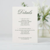 Carte D'accompagnement Dark Green Greenery Wedding Calligraphy Details (Debout devant)